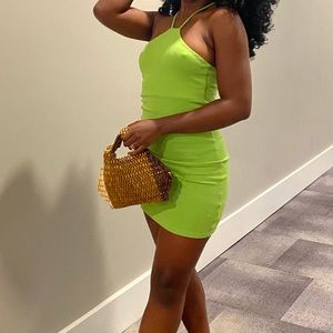 Zara Green halter mini Dress